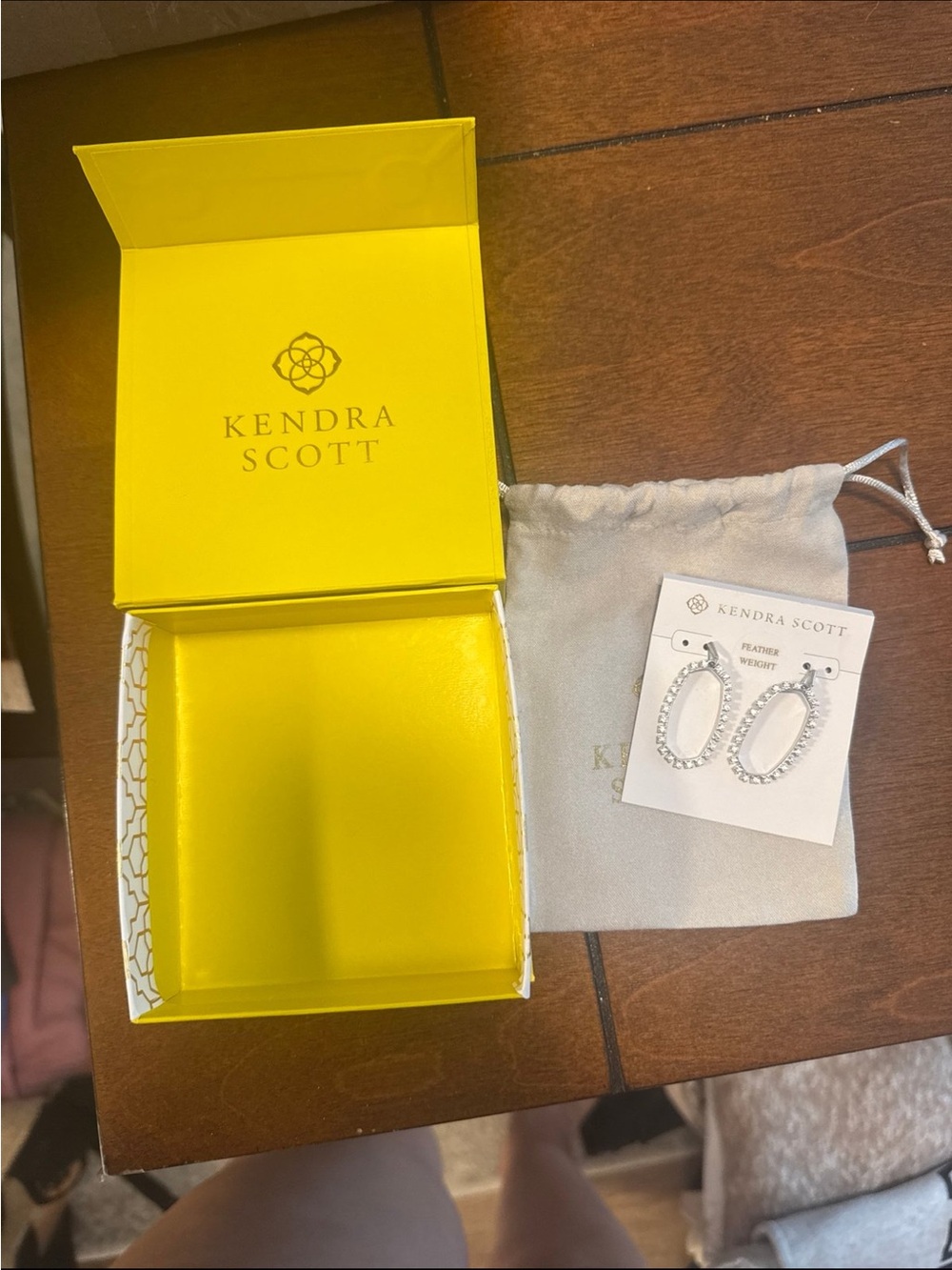 Kendra Scott Silver Crystal Open Oval Drop Earrings